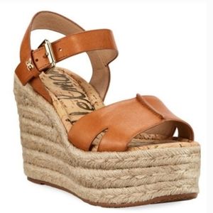 LAST ONE! Sam Edelman leather espadrille strappy wedge heels